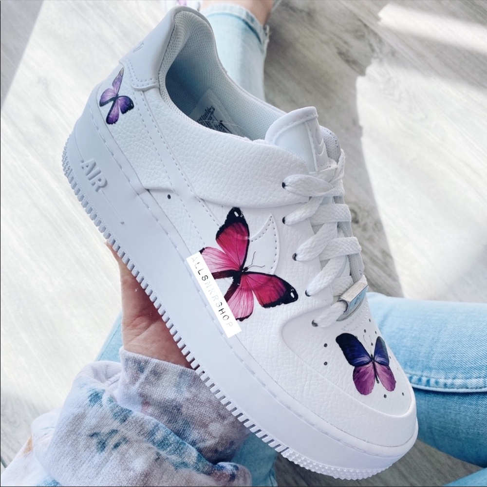 Nike Air Force low sage custom butterfly 🦋 - Picture 2 of 7